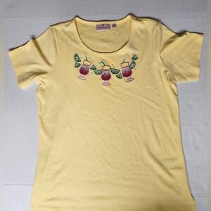 Quacker Factory Small Yellow Short‎ Sleeve Shirt